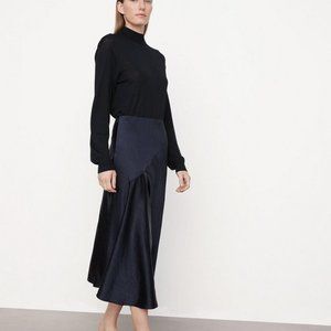 VINCE Satin Draped Slip Skirt in Coastal Blue Size 6